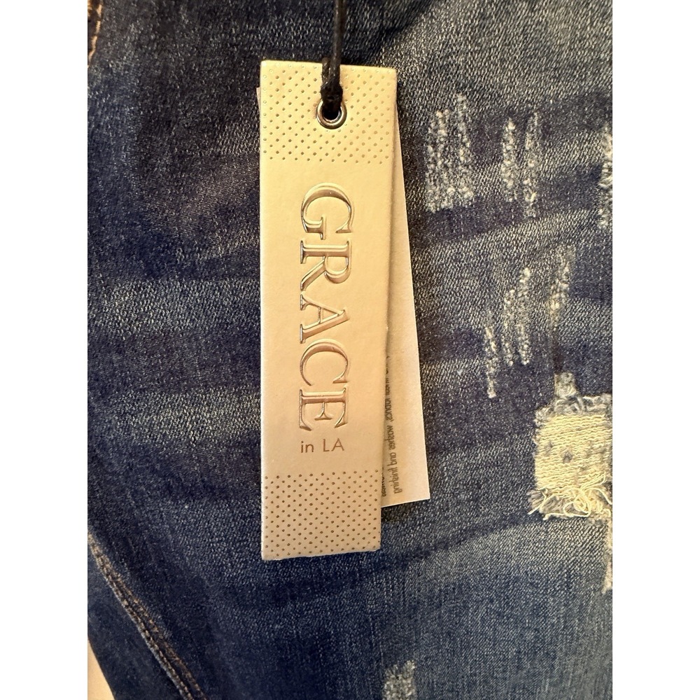 NWT Grace in LA Women's 28 Straight Leg Jeans Easy Fit Denim Stretch Distressed - Picture 2 of 15